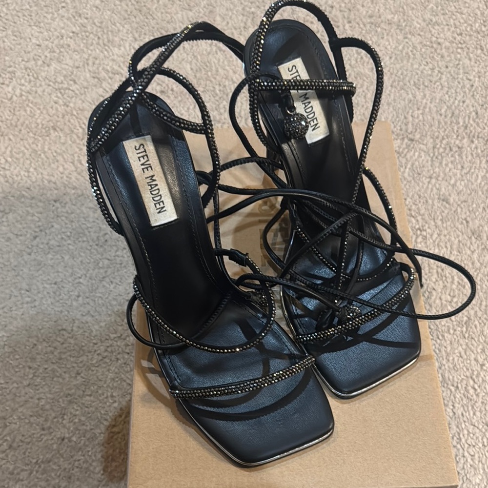 Steve Madden Black Strappy Heels